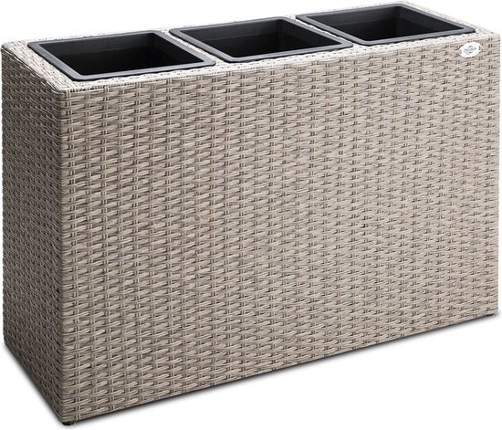 Casaria 3-delige Staande Plantenbak Beige met Afvoer