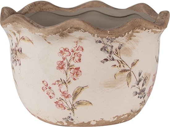 Keramische bloempot Clayre & Eef Ø14x9 cm Beige/Roze