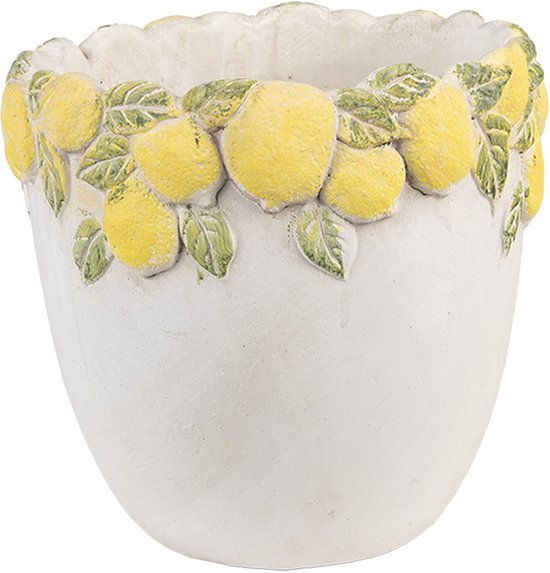 Clayre & Eef Keramische Bloempot Ø20x19 cm Citroenmotief