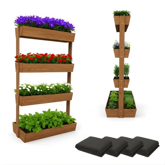 Coemo Vera houten 4-laags verticale plantenbak 140 cm bruin