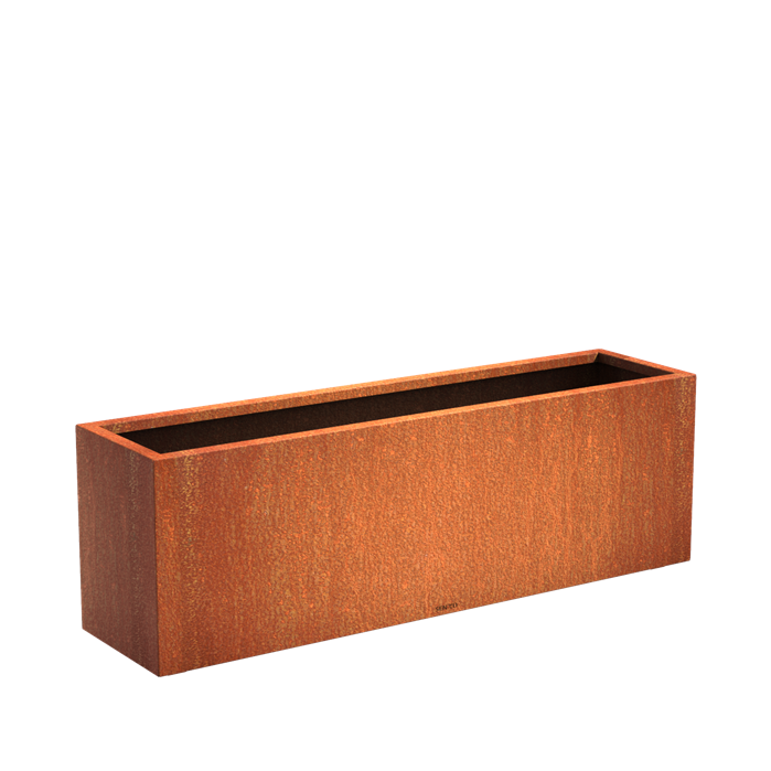 Strakke cortenstalen plantenbak rechthoek 150x40x40 cm