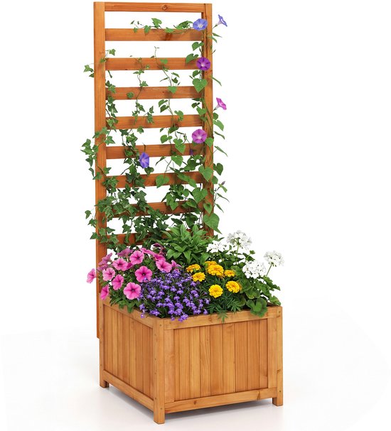 Plantenbak met rankrooster 123 cm – Hout voor tuin & balkon