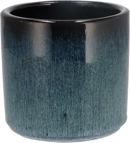 DK Design blauwe keramische bloempot Ø12×H13 cm - ombre