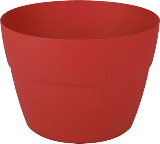 EDA Toscane Bloempot - kunststof - rood - D30 x H21 cm - binnen- en buitenshuis