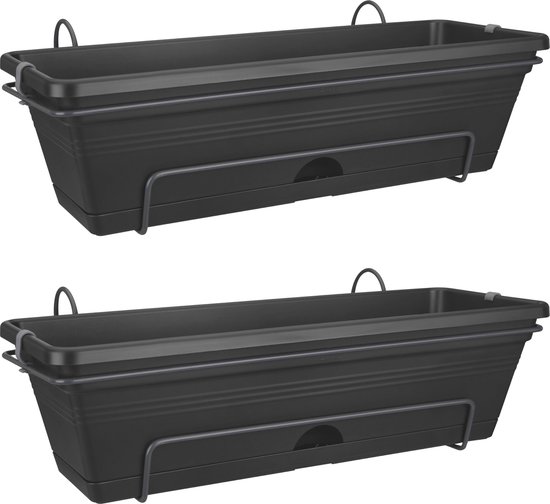 Elho Green Basics Balkonbak 50cm Set 2 100% gerecycled zwart