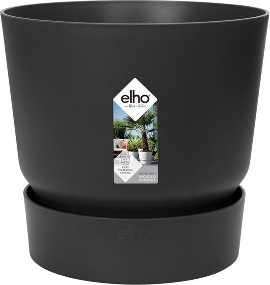 Elho Greenville 25 - Buitenbloempot met waterreservoir zwart
