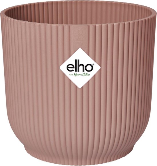 Elho Vibes Fold Rond Wielen 35 - Bloempot voor Binnen - 100% Gerecycled Plastic - Ø 34.9 x H 32.4 cm - Delicaat roze