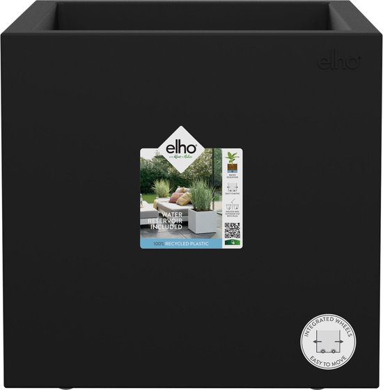 Elho Vivo Next Vierkant 40 cm Plantenbak - Gerecycled Zwart