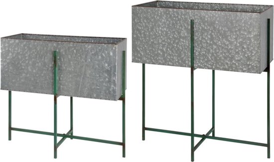 Esschert Design Stalen Plantenbak Zilver 62/47 cm (Set 2)