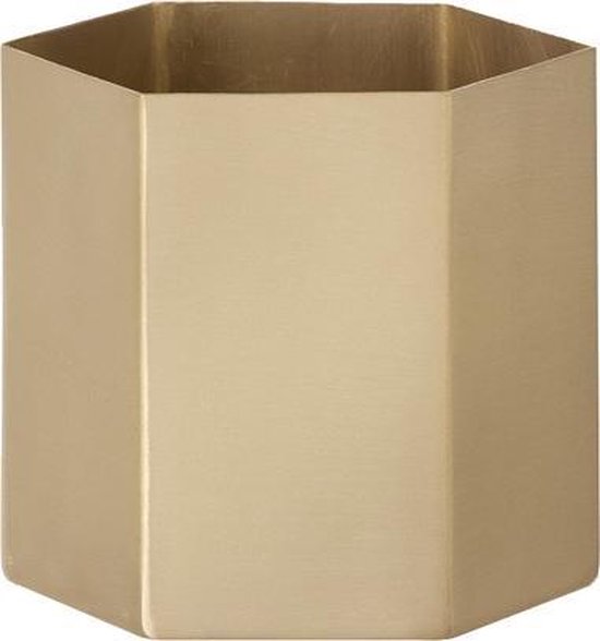 Ferm Living Hexagon Plantenpot Messing Groot