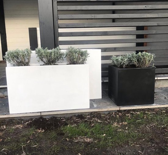 Rechthoekige Fiberstone bloembak 120 cm wit