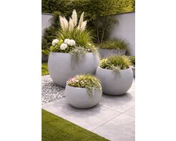 Fiberstone ronde plantenbak Ø55 cm betonlook grijs