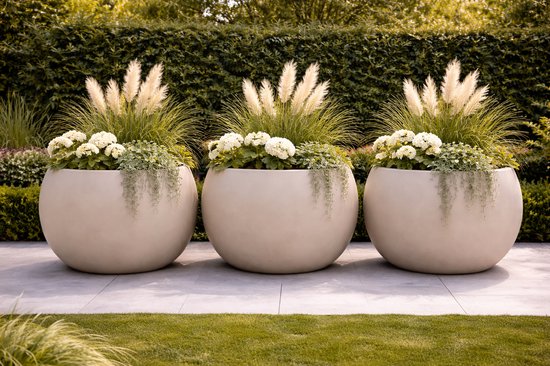 Luxe Fiberstone bloembak rond Ø80 cm beige