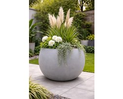 Fiberstone ronde bloembak Ø80 cm - betonlook grijs