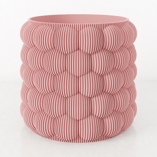 Fleuriek - Bloempot voor binnen - roze gestreepte plantenpot van bio plastic - Ø15 cm