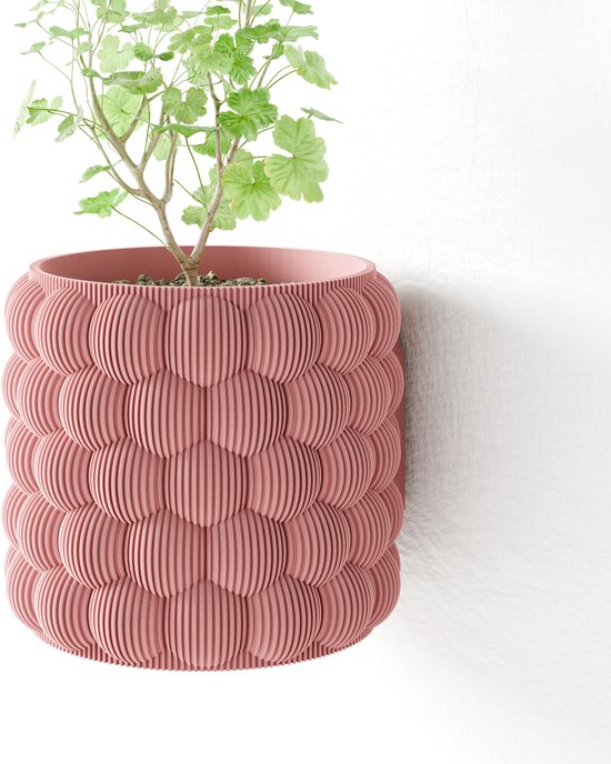 Fleuriek - Hangpot voor aan de muur - Roze Hangende bloempot voor plantenwand - Decoratieve wandpot binnen - Decoratieve wandpot binnen, plantenpot - D12 cm - Roze