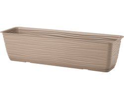 Kunststof balkonbak 40x17x14 cm beige met onderschaal