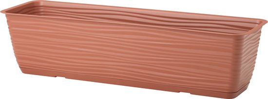 Kunststof Balkonplantenbak 80 cm terracotta met schaal