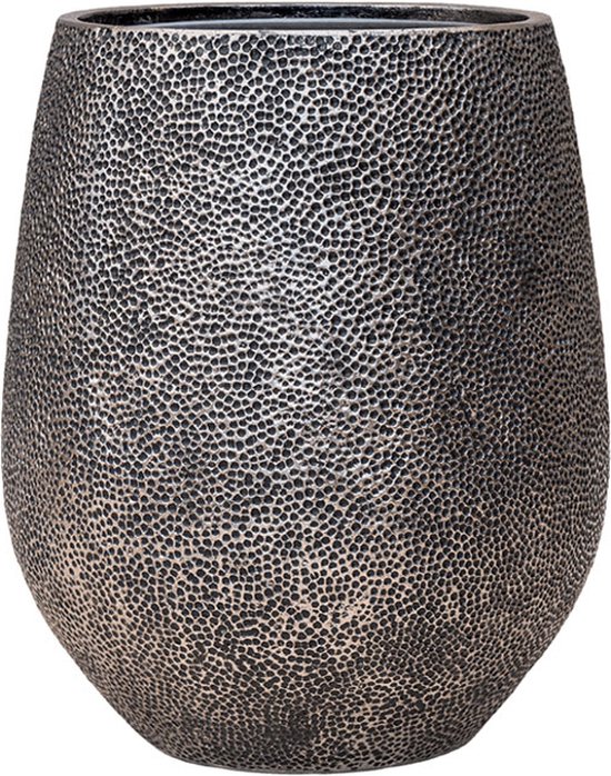Frigus zilveren vaas 42 cm met reliëf - grote plantenpot