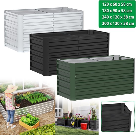 Gegalvaniseerd verhoogd groentebed 180x90x58 cm