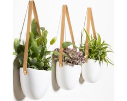 Gadgy set van 3 keramische hangpotten - wit