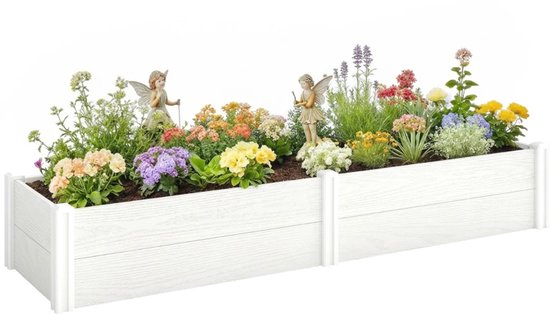 Grote witte plantenbak 197x54x33 cm – Tuin & Balkon