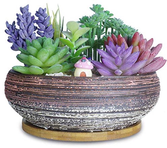Grote ronde keramische plantenbak met drainage