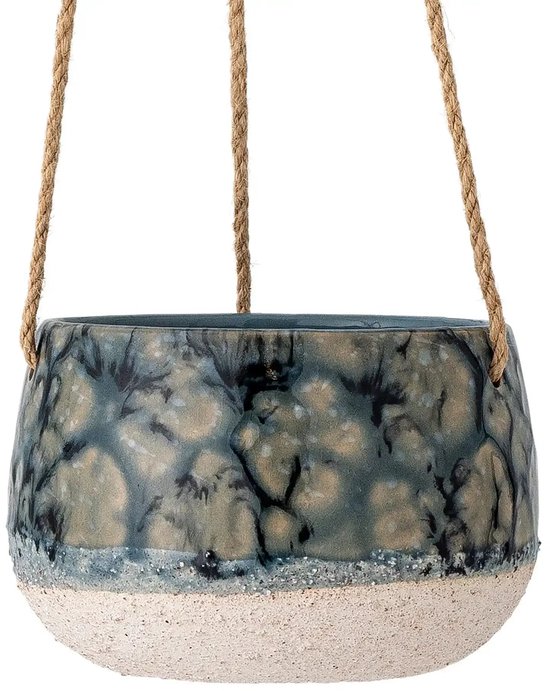Blauwe keramische hangbloempot Mowbray 15 cm