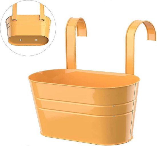 Hangbloempot met afneembare haak & drainage - oranje