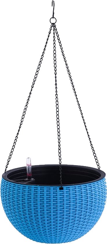 Zelfwaterende hangende plantenbak met watermeter - Blauw