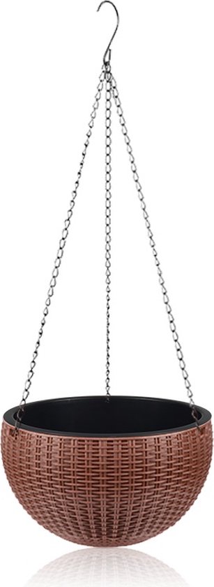 Kunststof Hangpot 26 cm Bruin - Met Afvoerstop