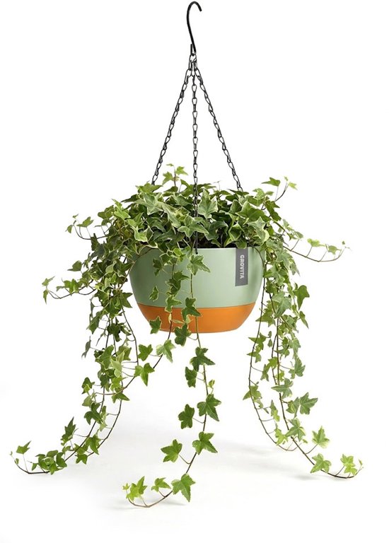 Groene Hangpot/Bloempot Ø21x12 cm met Waterreservoir