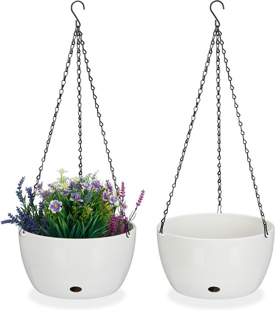 Hangpotten set 2x 67x28,5 cm - Wit voor binnen & buiten
