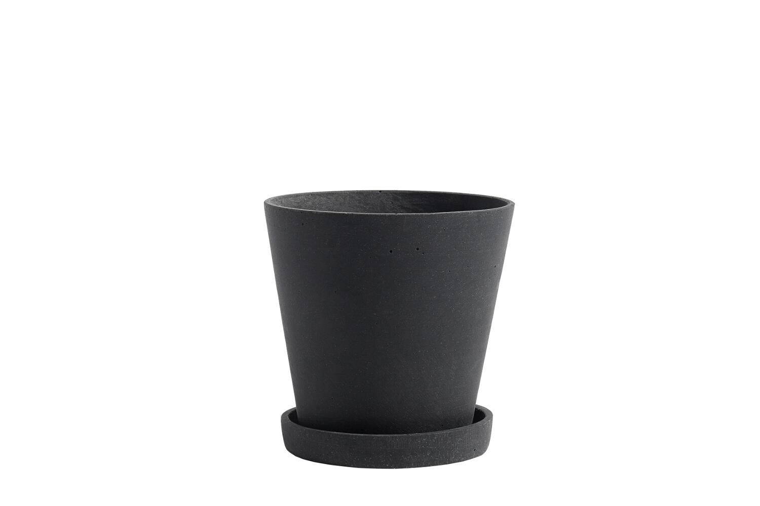 HAY Design Plantenpot M met Schotel - Zwart
