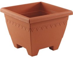 Hega Hogar Vierkante terracotta-look plantenbak (kunststof)