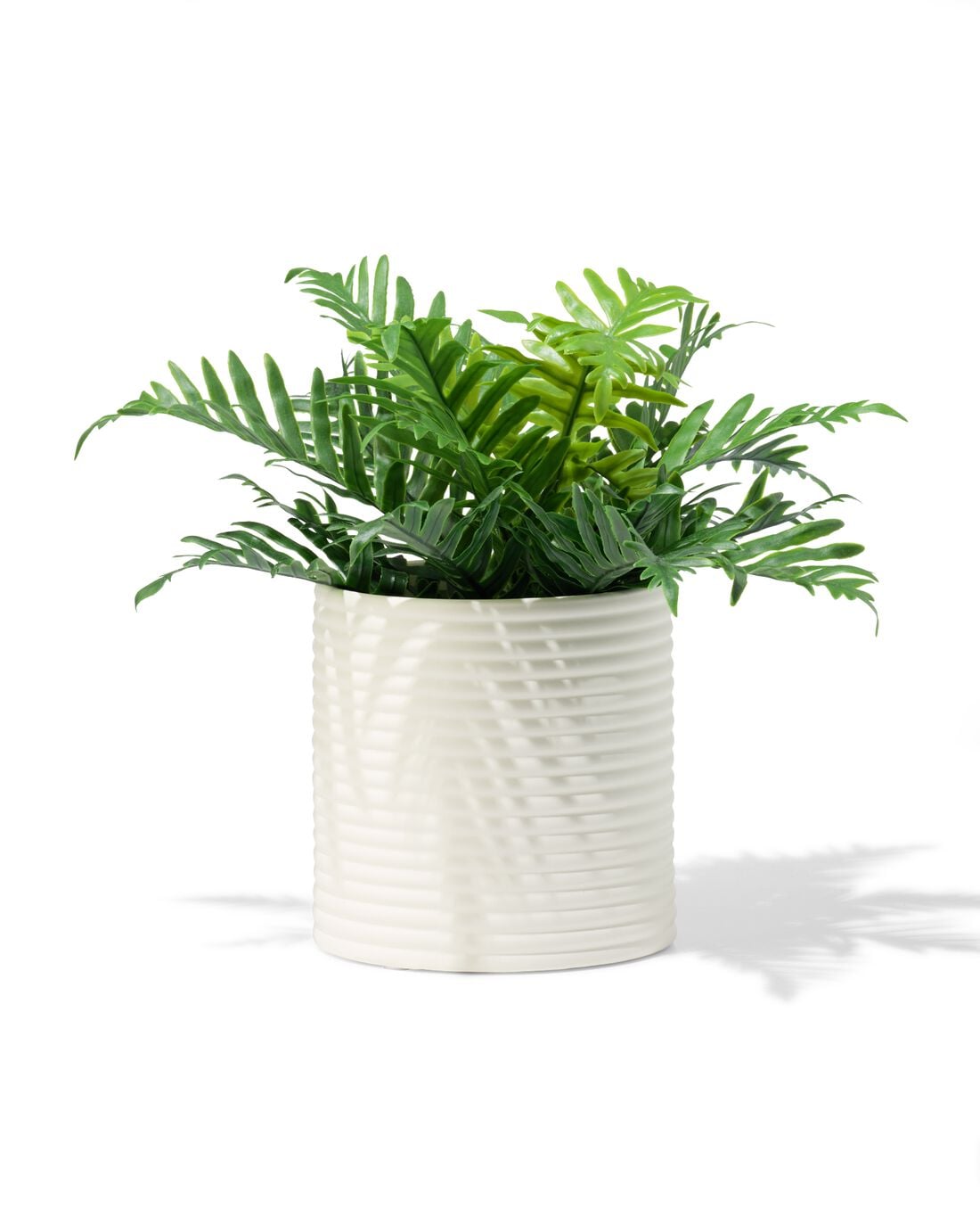 HEMA HEMA Bloempot ⌀13.3x13.4cm Keramiek Ribbels Crème (creme),