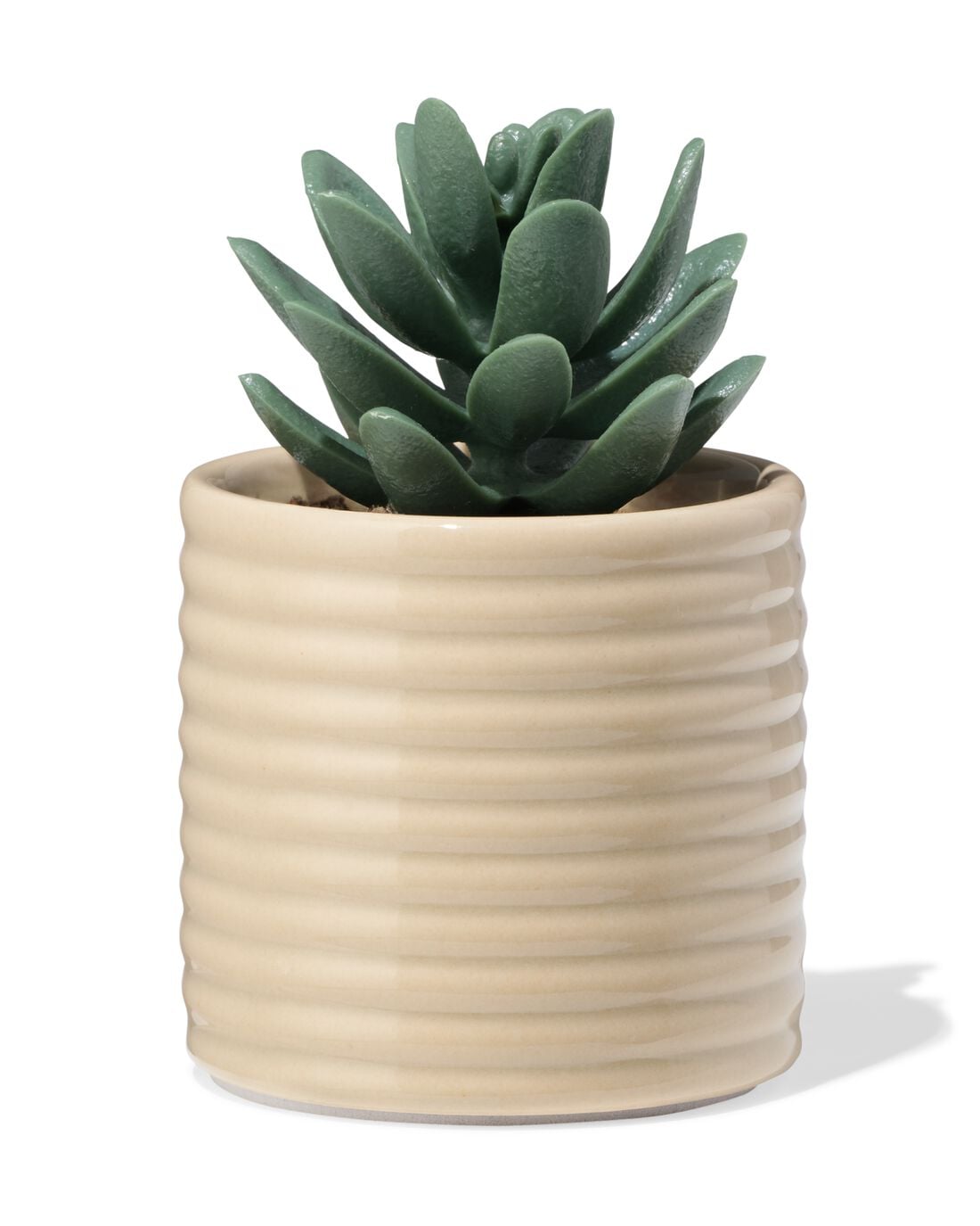 HEMA HEMA Bloempot ⌀7x6.6cm Keramiek Ribbels Beige (beige),
