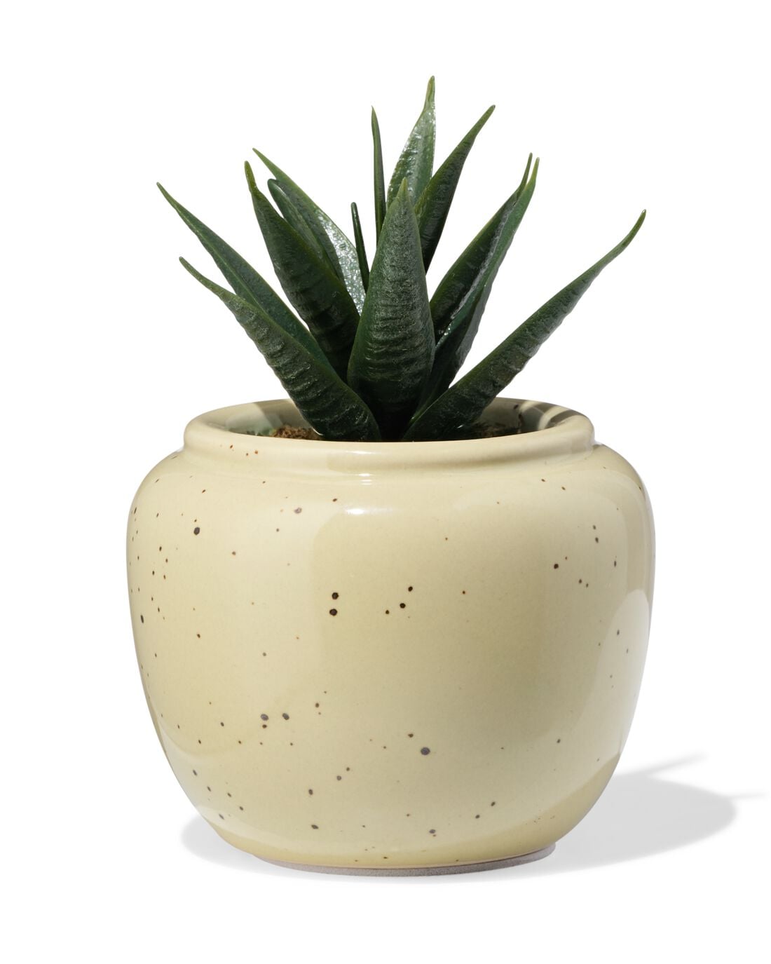 HEMA HEMA Bloempot ⌀7x6.6cm Keramiek Spikkels Beige (wit),