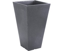 Hoge vierkante kunststof bloempot antraciet 24x24x35 cm