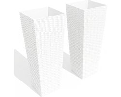 Set van 2 Hoge Plantenbakken 60 cm - Rotan Look Wit