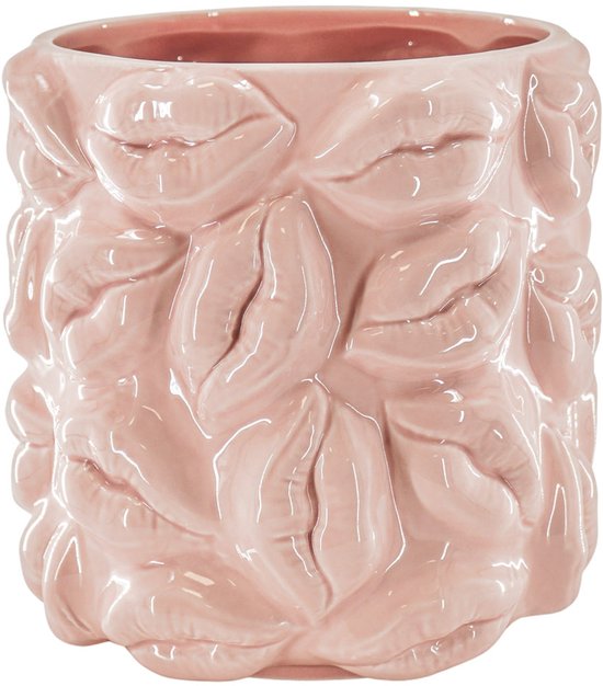 Housevitamin Pot Planten Pot Lippen Keramiek Licht Roze 17,5x17,5x17,5cm - Unieke eyecatcher voor in huis