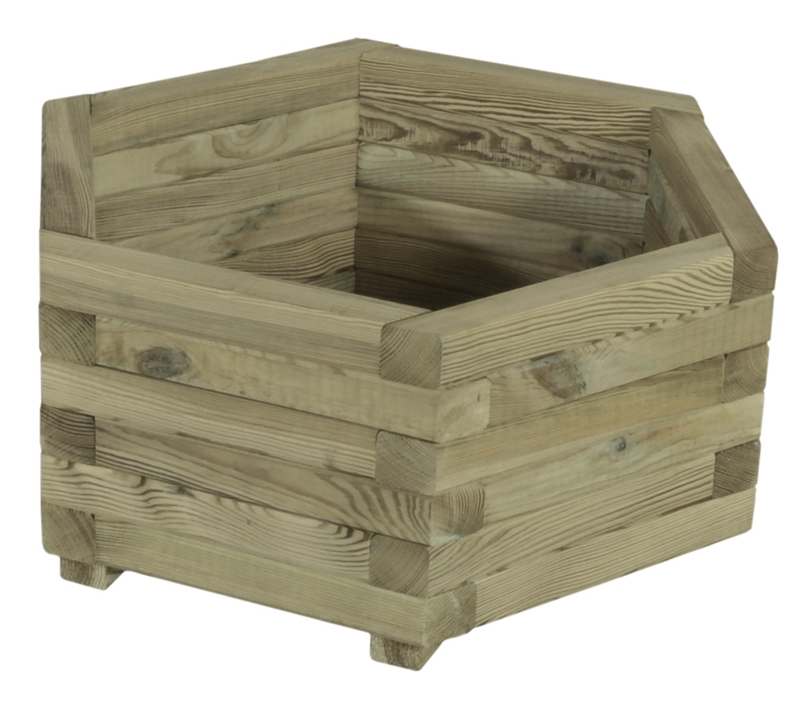 Robuuste houten zeskantige plantenbak grenen 65x56 cm