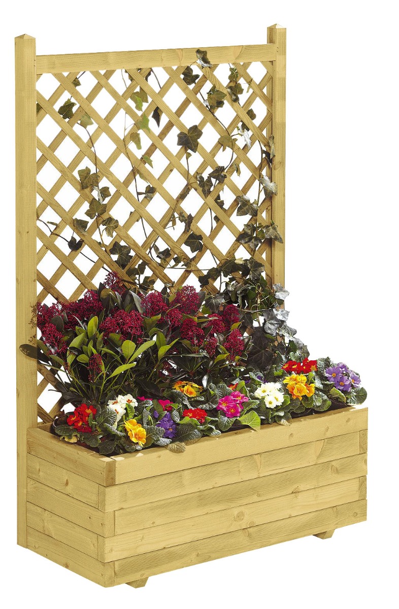 Houten plantenbak met klimrek voor tuin en balkon