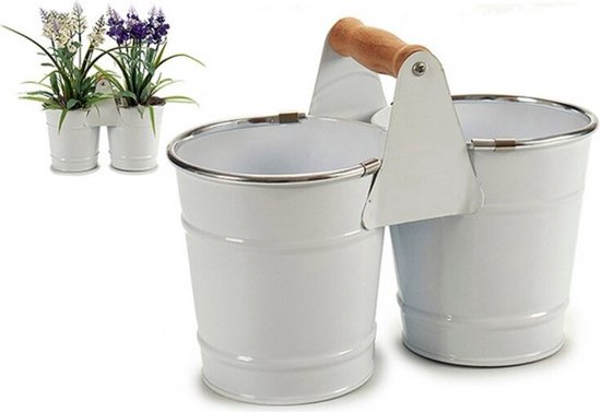 Ibergarden Moderne Plantenpot Staal 500 ml Wit/Zilver
