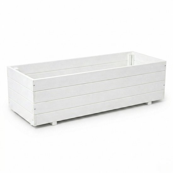 IvoQ Grote Houten Plantenbak Buiten 120x40x32 cm Wit (FSC)