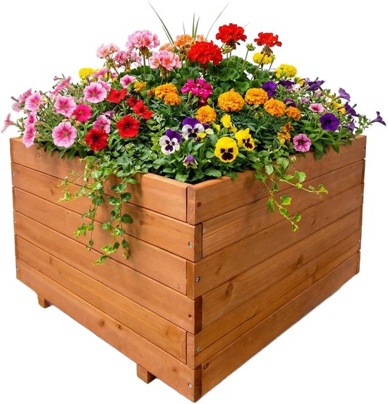 IvoQ Weerbestendige Houten Plantenbak 60x60x45 cm FSC