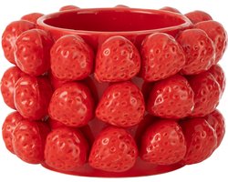 J-Line bloempot Aardbeien - keramiek - rood - small - Ø 15.5 cm