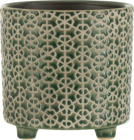 J-Line Keramische Bloempot Groen Ø14 cm (Medium)