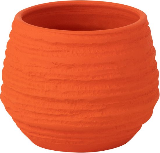 J-Line Keramische Bloempot Fiesta Ø14 cm Oranje