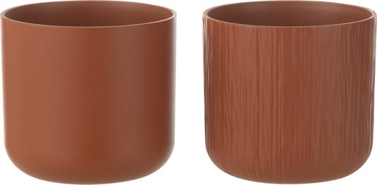 Set van 2 J-Line keramische bruine bloempotten Ø 13,5 cm